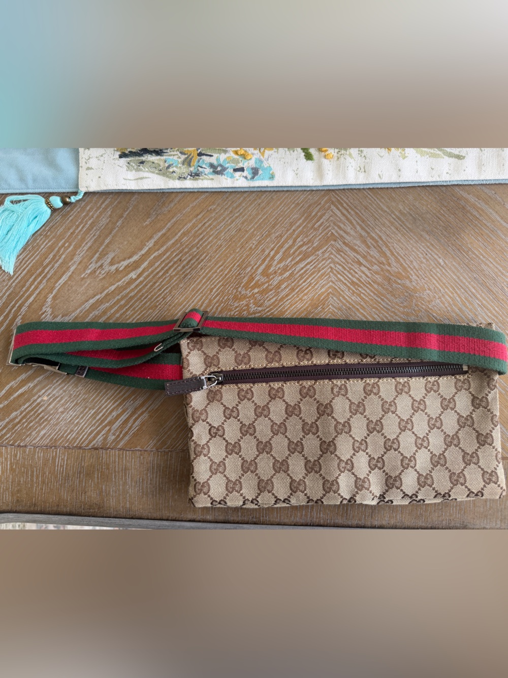 Gucci Beige and Brown GG Canvas Shoulder/waist Bag with Dark Brown Leather Flap - Picture 8 of 11